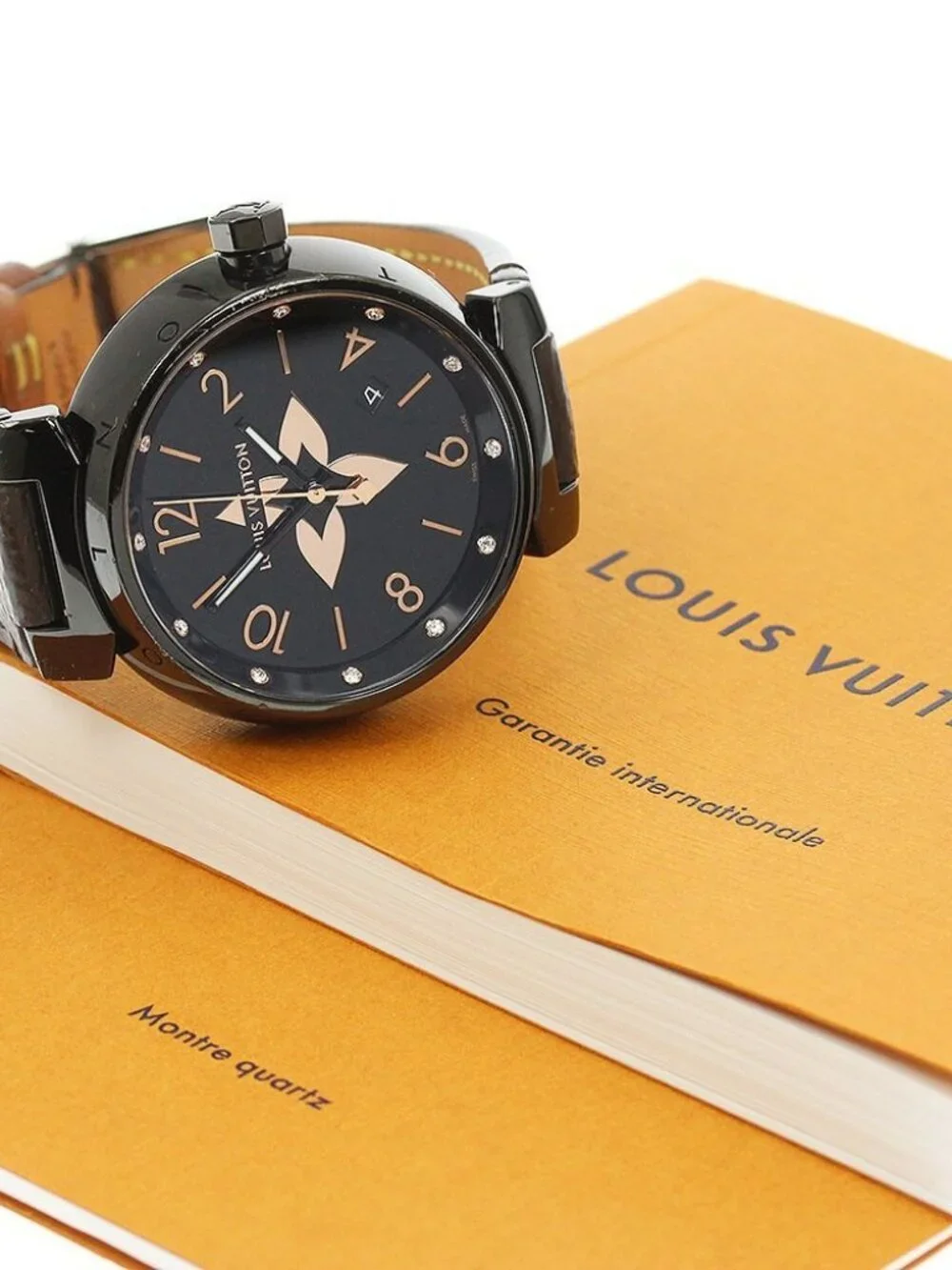 LOUIS VUITTON Tambour All Black GM QA049 12P diamond Quartz Men's Watch_967419
